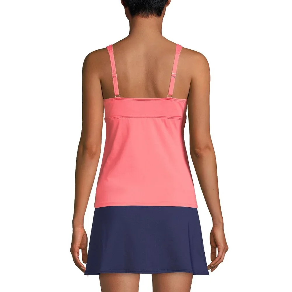 Lands End Women's 4, 2-8 LONG‎ Swim Top V-Neck Wrap Underwire Tankini Swimsuit T